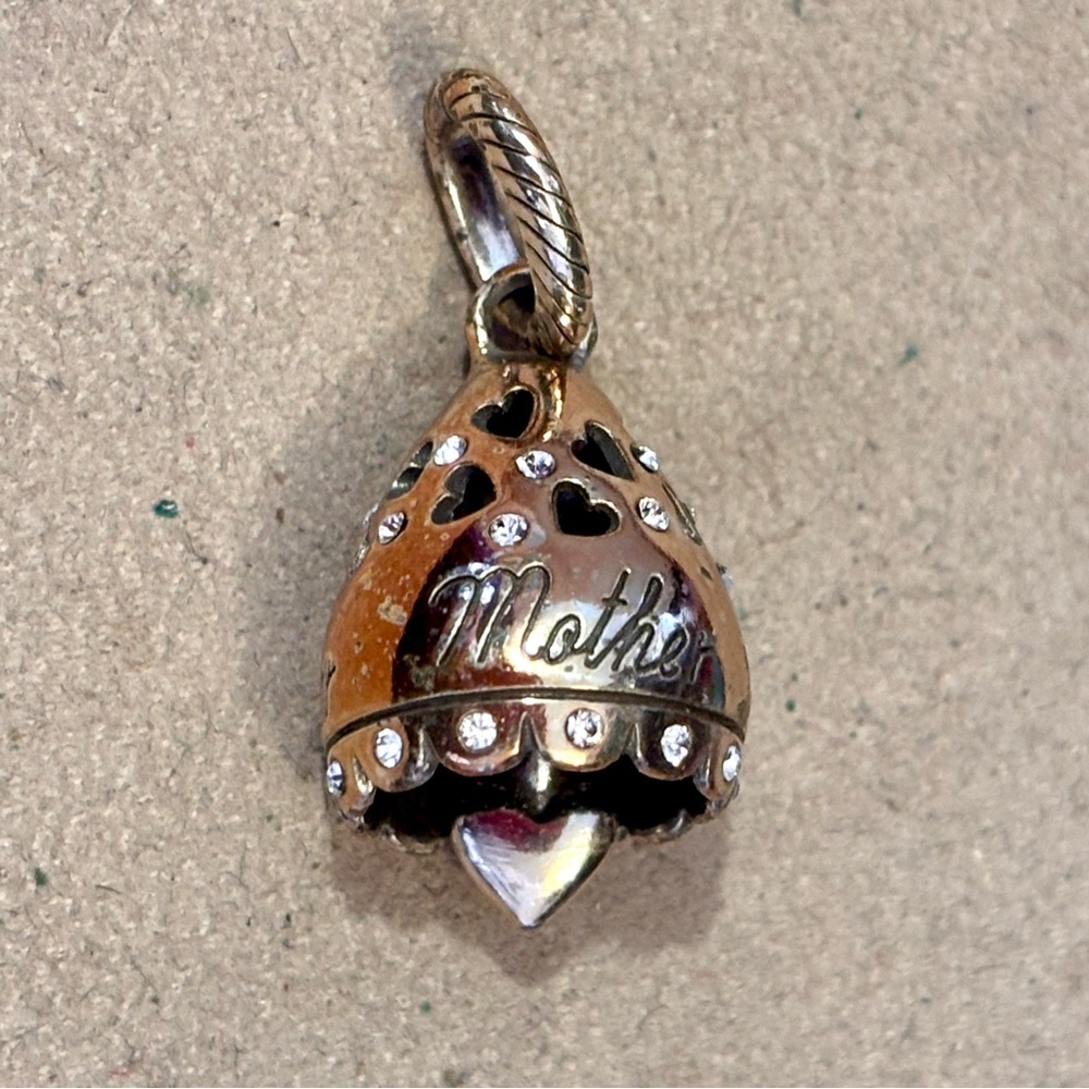 🆕Brighton Mother Bell charm Rose-gold tint Crystal accents Cutout hearts Retired